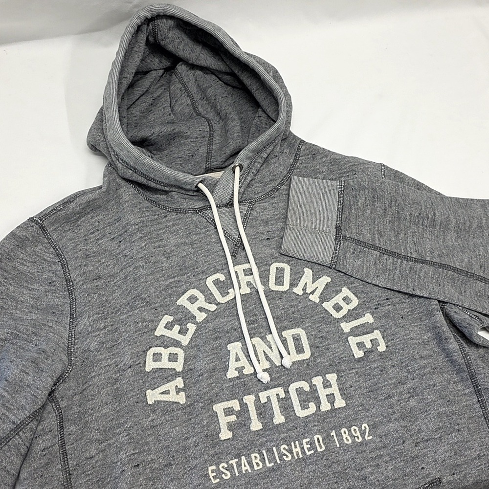 Vintage Y2k Abercrombie‎ & Fitch Hoodie Womens M Gray Logo Pullover Sweatshirt